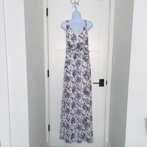 Delicate White & Violet Print Flowy Dress